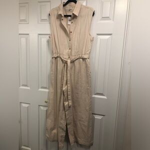 LOFT Cream Beige Wide Leg Romper Jumpsuit